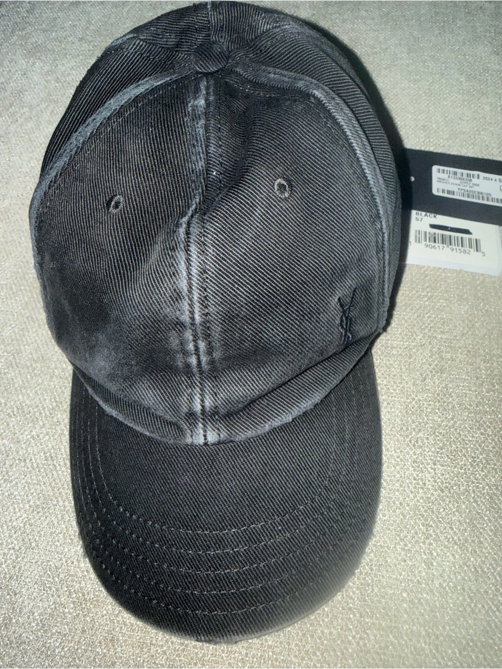 YSL Washed Denim Cassandre Hat 🧢 Size 57 NWT - Picture 9 of 11